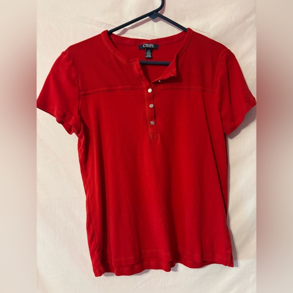 Chaps Women's Vibrant Red Short Sleeve Shirt
